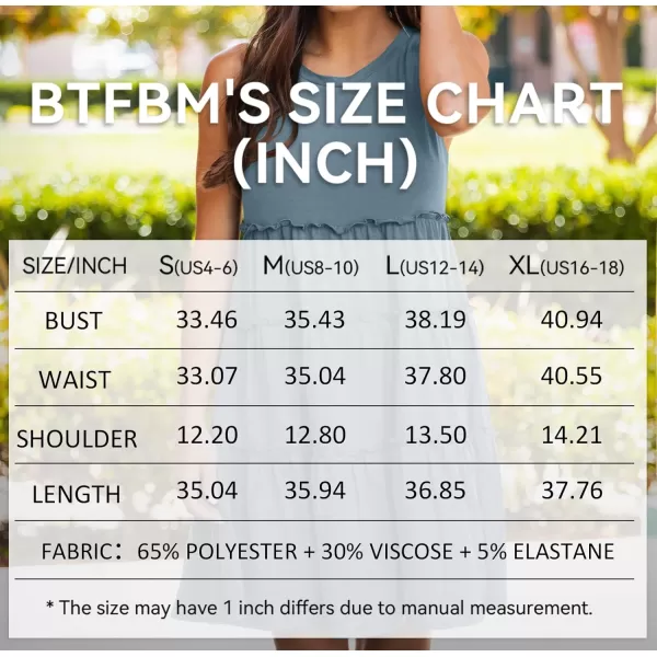 BTFBM Women Sleeveless Summer Dress 2024 Crewneck Ribbed Knit Ruffle Swing Button Down Beach Sun Mini Tank Short DressesTiered Lake Blue
