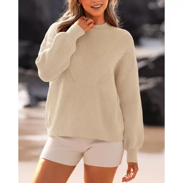 BTFBM Womens Casual Long Sleeve Pullover Sweaters Crew Neck Oversized Ribbed Knit 2024 Fall Winter Sweater Jumper TopsSolid Apricot
