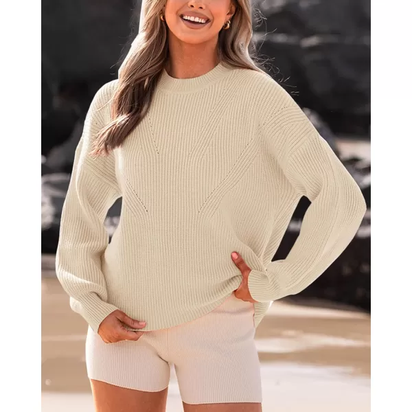 BTFBM Womens Casual Long Sleeve Pullover Sweaters Crew Neck Oversized Ribbed Knit 2024 Fall Winter Sweater Jumper TopsSolid Apricot
