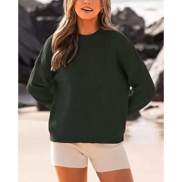 BTFBM Womens Casual Long Sleeve Pullover Sweaters Crew Neck Oversized Ribbed Knit 2024 Fall Winter Sweater Jumper TopsSolid Army Green