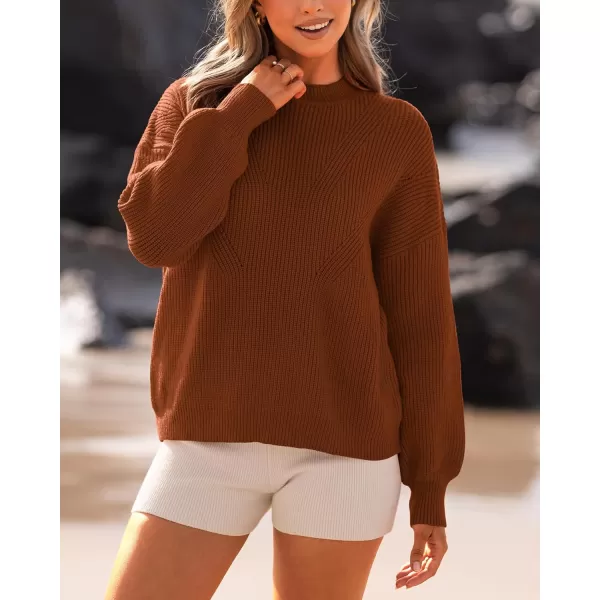BTFBM Womens Casual Long Sleeve Pullover Sweaters Crew Neck Oversized Ribbed Knit 2024 Fall Winter Sweater Jumper TopsSolid Caramel