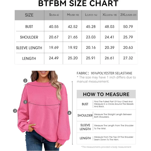 BTFBM Womens Casual Textured Sweatshirts 2024 Fall Winter Long Sleeve Drop Shoulder Crew Neck Pullover Tops with PocketRose Red