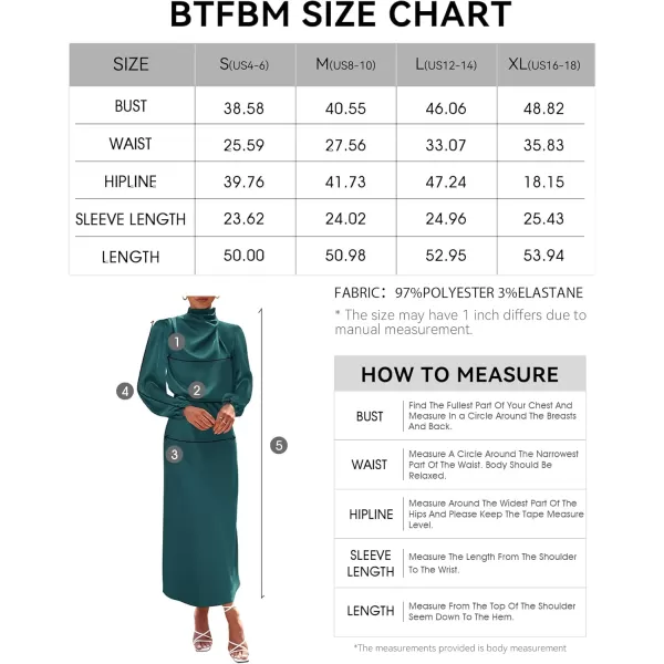 BTFBM Womens Mock Neck Satin Dress Elegant Long Sleeve Elastic High Waist Formal Wedding Cocktail Party Maxi DressesSolid Dark Green