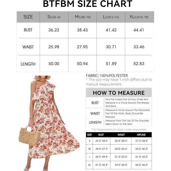 BTFBM Womens One Shoulder Maxi Dress Sleeveless Casual Summer Layered Ruffle Boho Floral Print Party Beach ALine DressesFloral Apricot Red