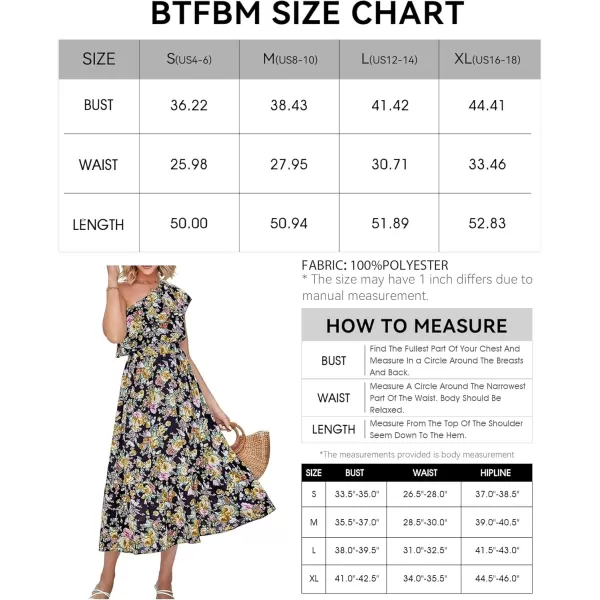 BTFBM Womens One Shoulder Maxi Dress Sleeveless Casual Summer Layered Ruffle Boho Floral Print Party Beach ALine DressesFloral Black Yellow