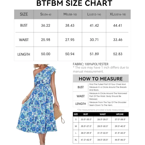 BTFBM Womens One Shoulder Maxi Dress Sleeveless Casual Summer Layered Ruffle Boho Floral Print Party Beach ALine DressesFloral Blue
