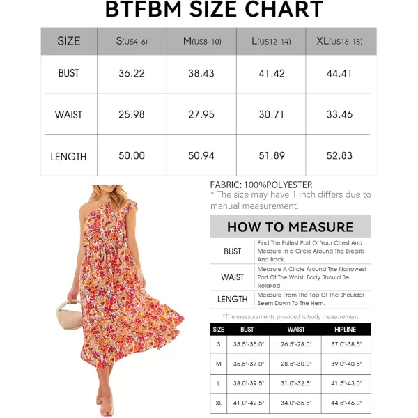 BTFBM Womens One Shoulder Maxi Dress Sleeveless Casual Summer Layered Ruffle Boho Floral Print Party Beach ALine DressesMulticolored Rose Red