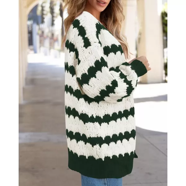 BTFBM Womens Open Front Cardigan Sweater 2024 Fall Winter Long Sleeve Loose Color Block Chunky Cable Knit Outerwear CoatArmy Green