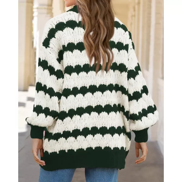 BTFBM Womens Open Front Cardigan Sweater 2024 Fall Winter Long Sleeve Loose Color Block Chunky Cable Knit Outerwear CoatArmy Green
