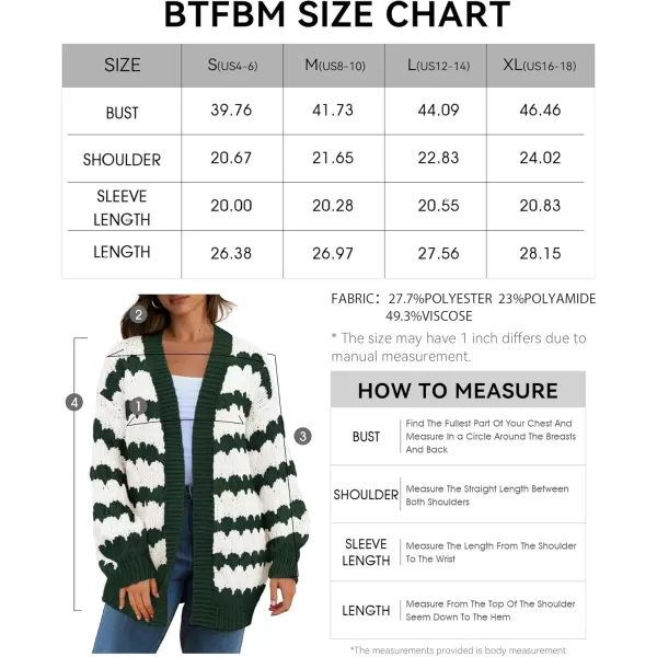 BTFBM Womens Open Front Cardigan Sweater 2024 Fall Winter Long Sleeve Loose Color Block Chunky Cable Knit Outerwear CoatArmy Green