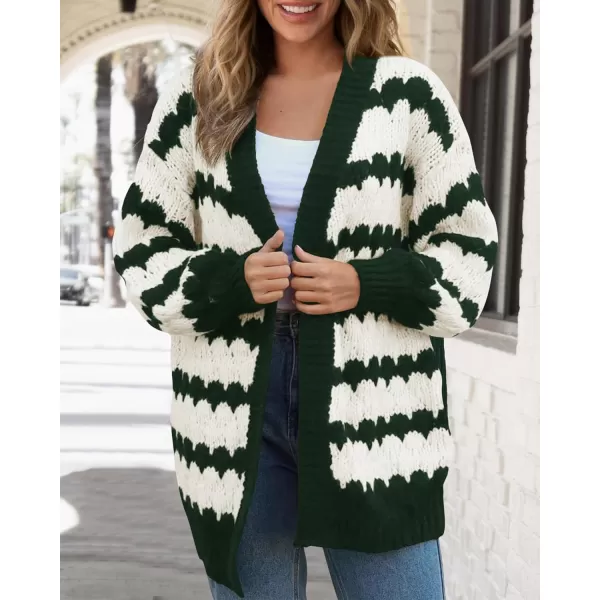 BTFBM Womens Open Front Cardigan Sweater 2024 Fall Winter Long Sleeve Loose Color Block Chunky Cable Knit Outerwear CoatArmy Green