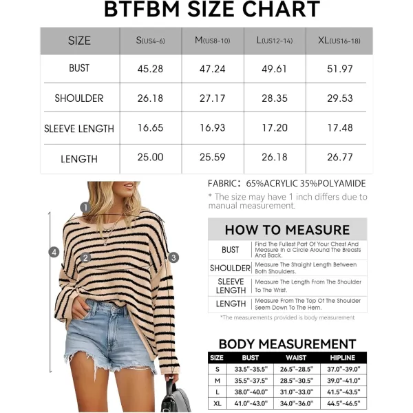 BTFBM Womens Striped Knit Sweaters 2024 Fall Winter Boat Neck Drop Shoulder Long Sleeve Loose Fit Casual Pullover TopsStriped Apricot Black