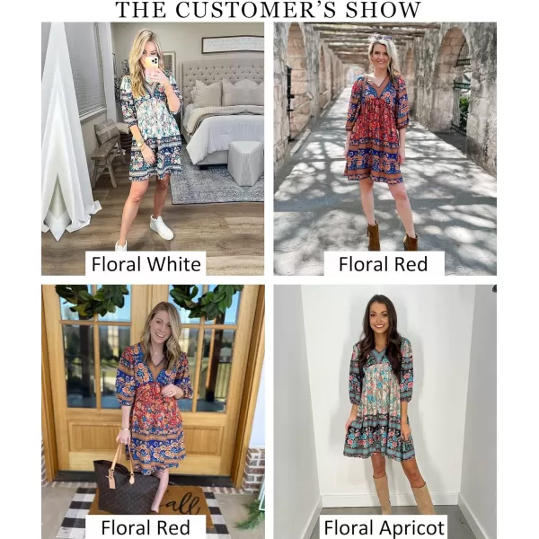 BTFBM Women Casual Spring Summer Dresses V Neck 34 Long Sleeve Ruffle Floral Flowy Boho Babydoll Mini Short Beach DressFloral Green
