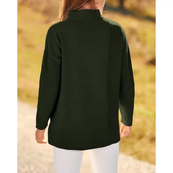 BTFBM Women Cozy Long Sleeve Mock Neck Fashion Sweaters Soft Solid Color Ribbed Knit Casual Fall Winter Pullover SweaterSolid Army Green