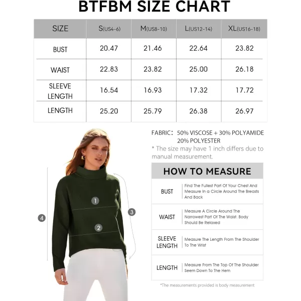 BTFBM Women Cozy Long Sleeve Mock Neck Fashion Sweaters Soft Solid Color Ribbed Knit Casual Fall Winter Pullover SweaterSolid Army Green