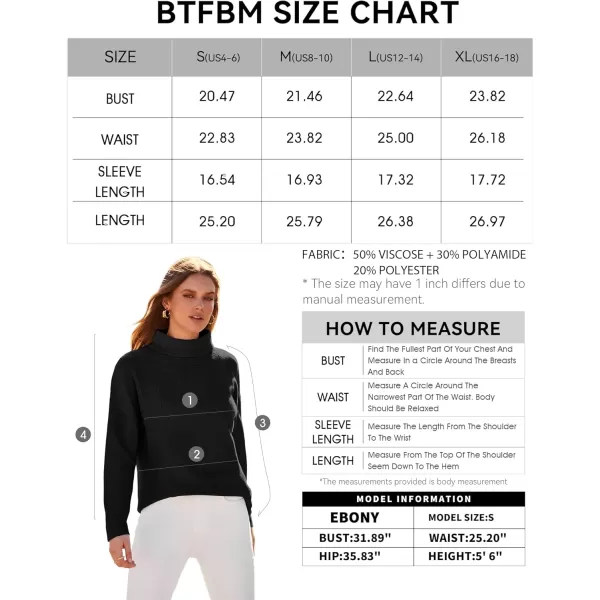 BTFBM Women Cozy Long Sleeve Mock Neck Fashion Sweaters Soft Solid Color Ribbed Knit Casual Fall Winter Pullover SweaterSolid Black