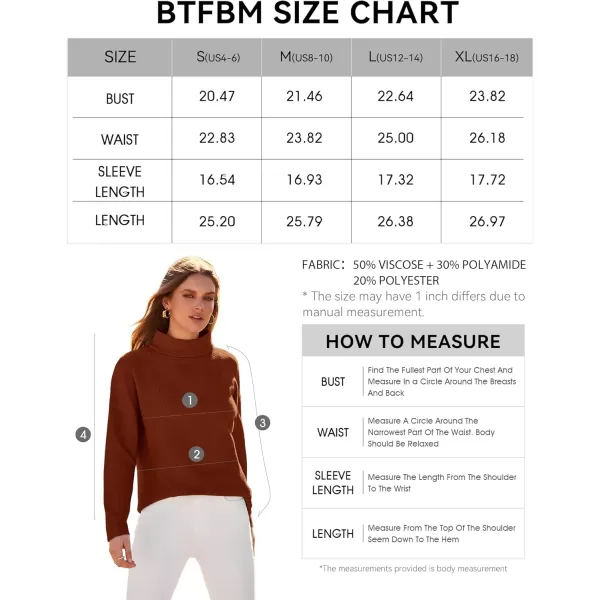 BTFBM Women Cozy Long Sleeve Mock Neck Fashion Sweaters Soft Solid Color Ribbed Knit Casual Fall Winter Pullover SweaterSolid Brown