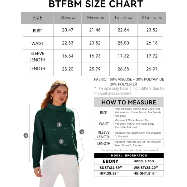 BTFBM Women Cozy Long Sleeve Mock Neck Fashion Sweaters Soft Solid Color Ribbed Knit Casual Fall Winter Pullover SweaterSolid Dark Green