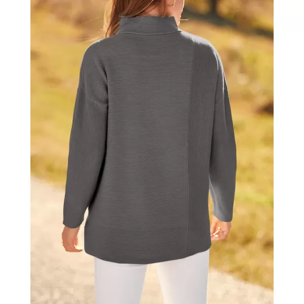 BTFBM Women Cozy Long Sleeve Mock Neck Fashion Sweaters Soft Solid Color Ribbed Knit Casual Fall Winter Pullover SweaterSolid Grey