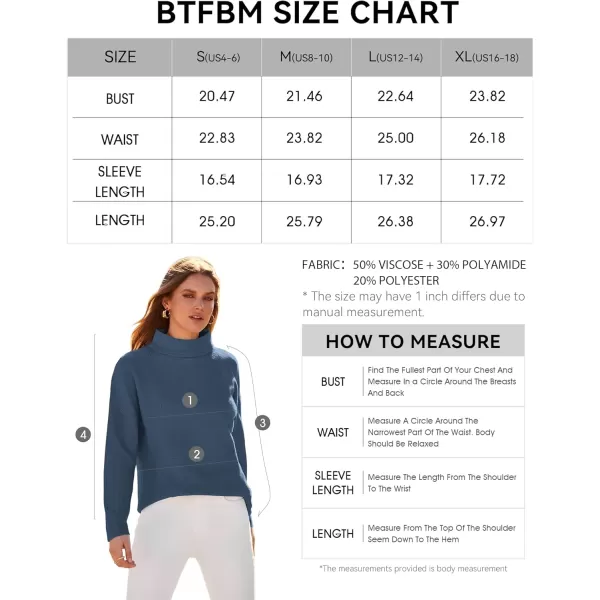 BTFBM Women Cozy Long Sleeve Mock Neck Fashion Sweaters Soft Solid Color Ribbed Knit Casual Fall Winter Pullover SweaterSolid Grey Blue