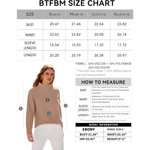 BTFBM Women Cozy Long Sleeve Mock Neck Fashion Sweaters Soft Solid Color Ribbed Knit Casual Fall Winter Pullover SweaterSolid Khaki
