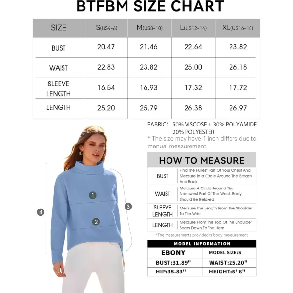 BTFBM Women Cozy Long Sleeve Mock Neck Fashion Sweaters Soft Solid Color Ribbed Knit Casual Fall Winter Pullover SweaterSolid Light Blue