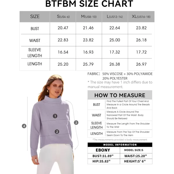 BTFBM Women Cozy Long Sleeve Mock Neck Fashion Sweaters Soft Solid Color Ribbed Knit Casual Fall Winter Pullover SweaterSolid Purple