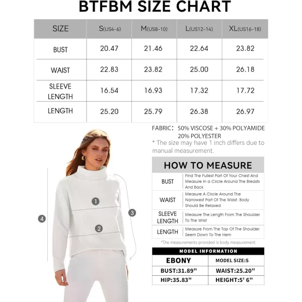 BTFBM Women Cozy Long Sleeve Mock Neck Fashion Sweaters Soft Solid Color Ribbed Knit Casual Fall Winter Pullover SweaterSolid White
