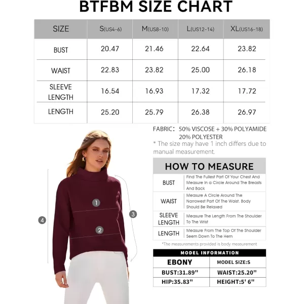 BTFBM Women Cozy Long Sleeve Mock Neck Fashion Sweaters Soft Solid Color Ribbed Knit Casual Fall Winter Pullover SweaterSolid Wine Red