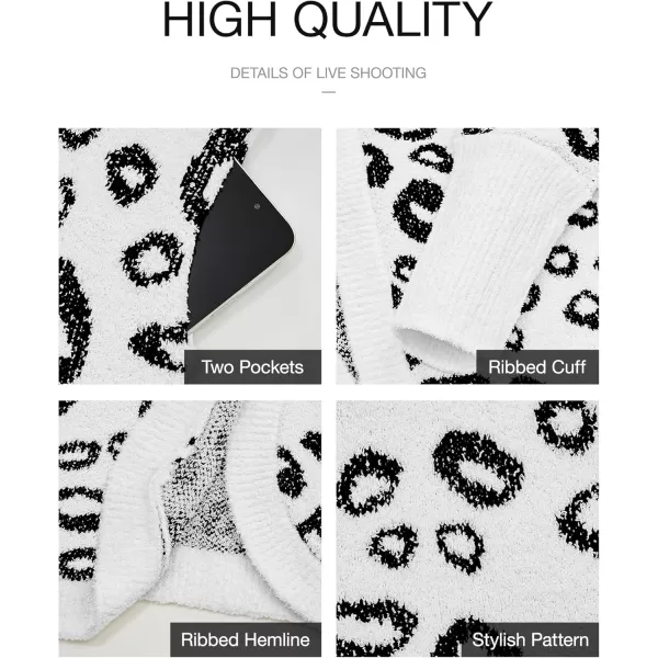 BTFBM Women Fashion Leopard Print Long Sleeve Sweater Cardigan Loose Knit Open Front Fall Winter Outwear CoatsLeopard White