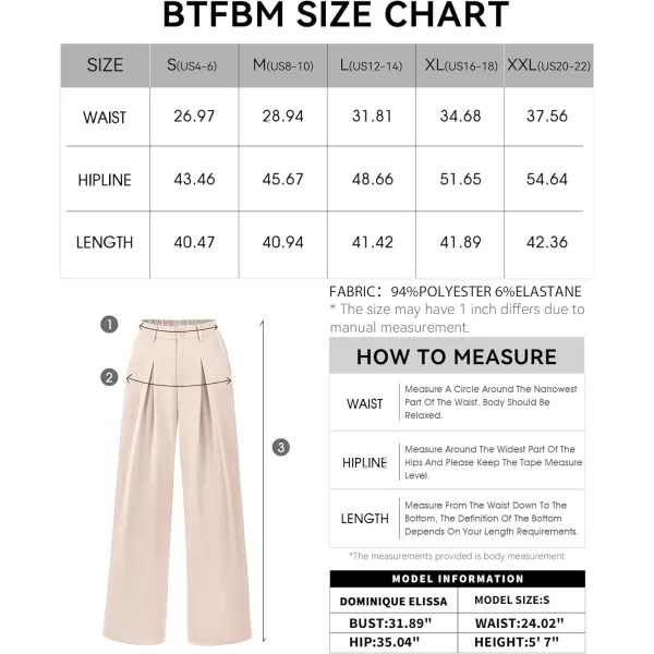 BTFBM Women High Waist Casual Wide Leg Long Palazzo Pants Button Down Loose Business Work Office Trousers with PocketsSolid Beige