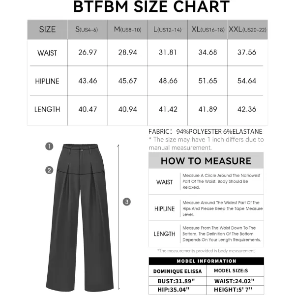 BTFBM Women High Waist Casual Wide Leg Long Palazzo Pants Button Down Loose Business Work Office Trousers with PocketsSolid Dark Grey