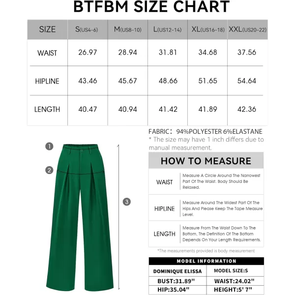 BTFBM Women High Waist Casual Wide Leg Long Palazzo Pants Button Down Loose Business Work Office Trousers with PocketsSolid Green