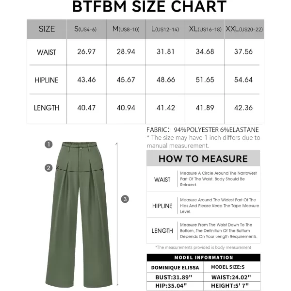BTFBM Women High Waist Casual Wide Leg Long Palazzo Pants Button Down Loose Business Work Office Trousers with PocketsSolid Grey Green