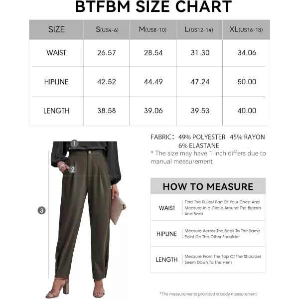 BTFBM Womens 2024 Casual Button Down Pants Elastic High Waist Business Work Trousers Long Straight Slacks with PocketsSolid Army Green