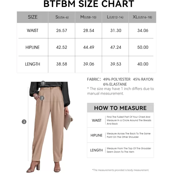 BTFBM Womens 2024 Casual Button Down Pants Elastic High Waist Business Work Trousers Long Straight Slacks with PocketsSolid Beige