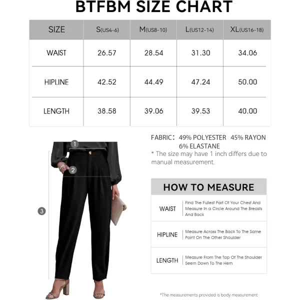BTFBM Womens 2024 Casual Button Down Pants Elastic High Waist Business Work Trousers Long Straight Slacks with PocketsSolid Black