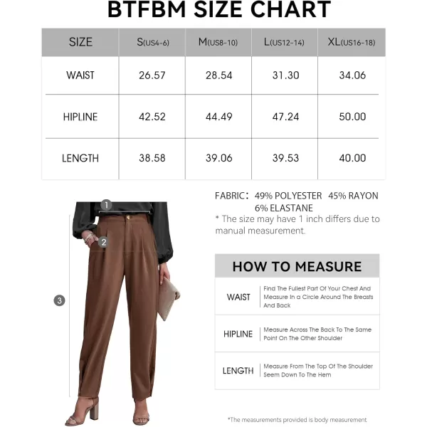 BTFBM Womens 2024 Casual Button Down Pants Elastic High Waist Business Work Trousers Long Straight Slacks with PocketsSolid Brown