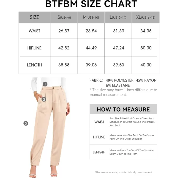 BTFBM Womens 2024 Casual Button Down Pants Elastic High Waist Business Work Trousers Long Straight Slacks with PocketsSolid Cream