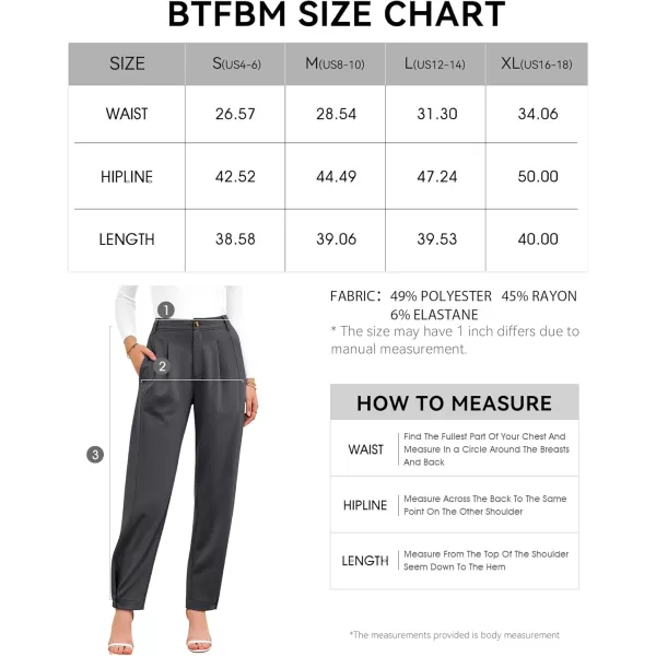 BTFBM Womens 2024 Casual Button Down Pants Elastic High Waist Business Work Trousers Long Straight Slacks with PocketsSolid Dark Grey