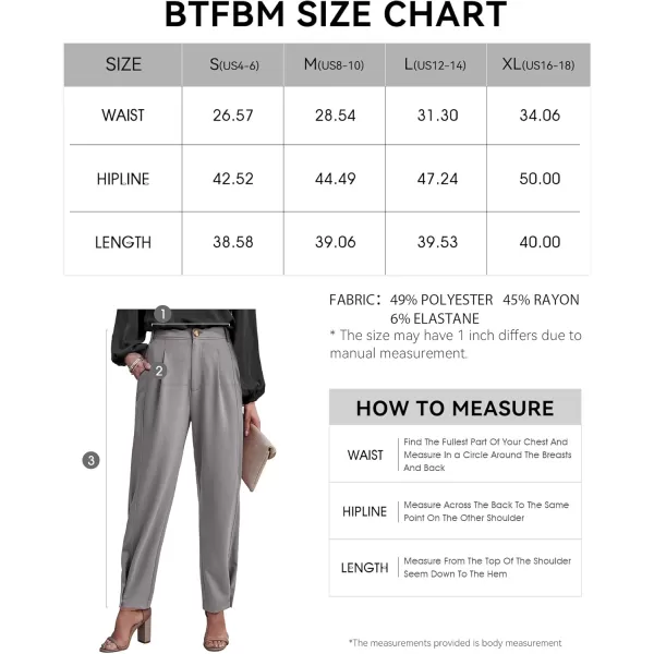 BTFBM Womens 2024 Casual Button Down Pants Elastic High Waist Business Work Trousers Long Straight Slacks with PocketsSolid Grey