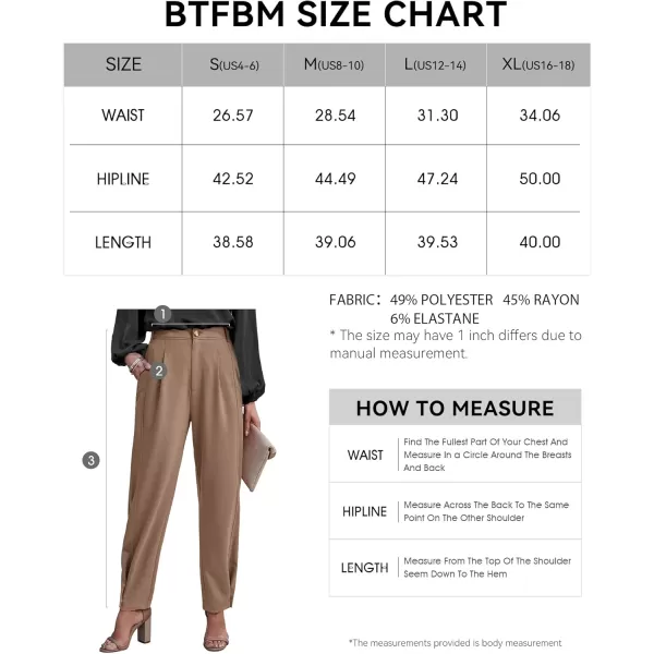 BTFBM Womens 2024 Casual Button Down Pants Elastic High Waist Business Work Trousers Long Straight Slacks with PocketsSolid Khaki
