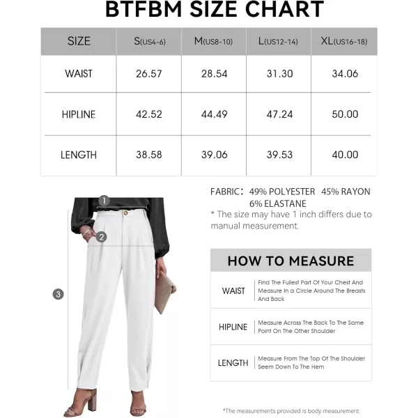 BTFBM Womens 2024 Casual Button Down Pants Elastic High Waist Business Work Trousers Long Straight Slacks with PocketsSolid White