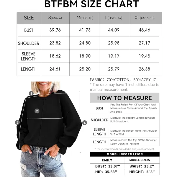 BTFBM Womens Loose Pullover Sweaters 2024 Fall Winter Clothes Crew Neck Slouchy Long Sleeve Casual Knitted TopsSolid Black