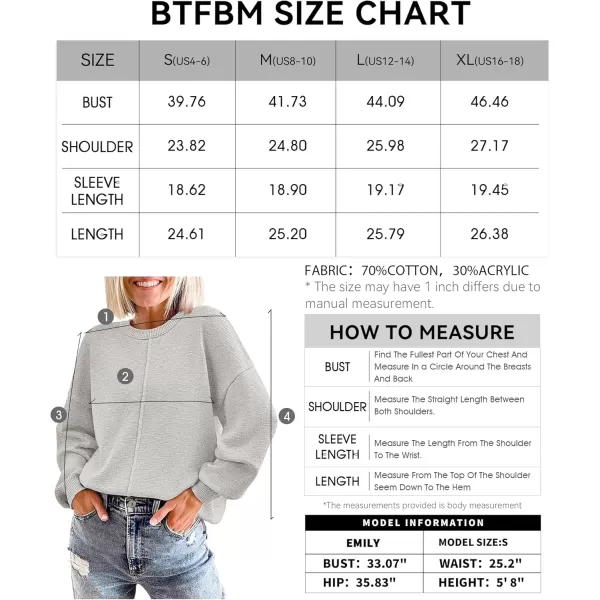 BTFBM Womens Loose Pullover Sweaters 2024 Fall Winter Clothes Crew Neck Slouchy Long Sleeve Casual Knitted TopsSolid Light Grey