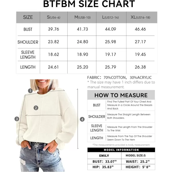BTFBM Womens Loose Pullover Sweaters 2024 Fall Winter Clothes Crew Neck Slouchy Long Sleeve Casual Knitted TopsSolid White