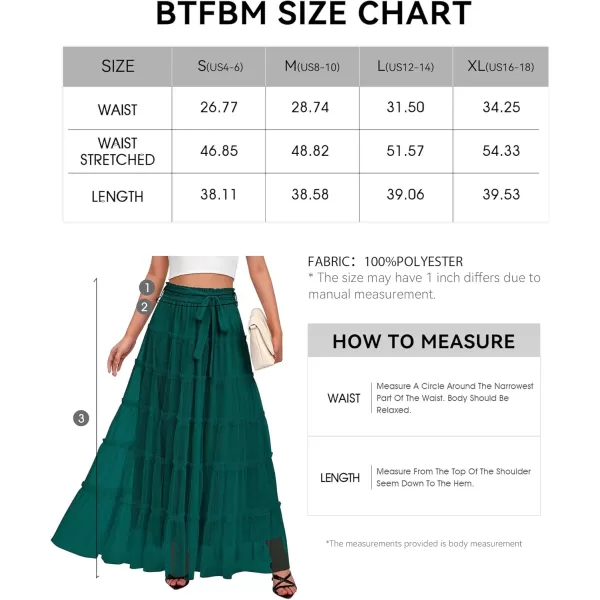 BTFBM Womens Skirts Party Cocktail 2024 Summer Fairy Skirt Elastic Waist Ruffle Tiered ALine Belt Tulle Maxi DressesSolid Dark Green