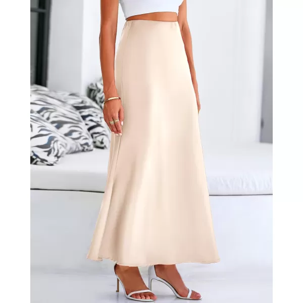 BTFBM Womens Summer Fall Skirt 2024 Silk Elegant High Waist Cocktail Party Wedding Mermaid Satin Maxi SkirtsSolid Beige