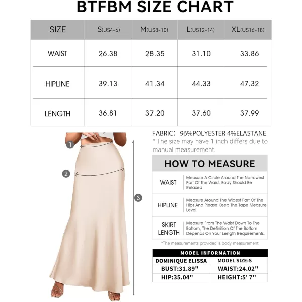 BTFBM Womens Summer Fall Skirt 2024 Silk Elegant High Waist Cocktail Party Wedding Mermaid Satin Maxi SkirtsSolid Beige