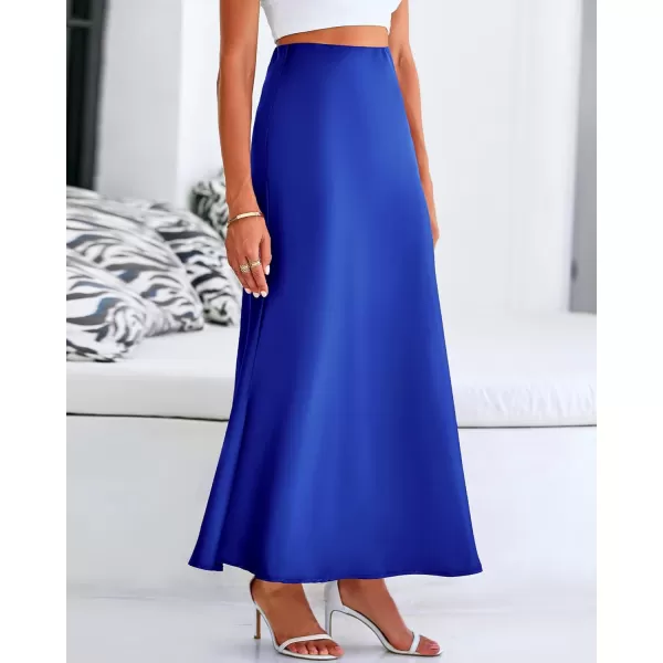 BTFBM Womens Summer Fall Skirt 2024 Silk Elegant High Waist Cocktail Party Wedding Mermaid Satin Maxi SkirtsSolid Royal Blue